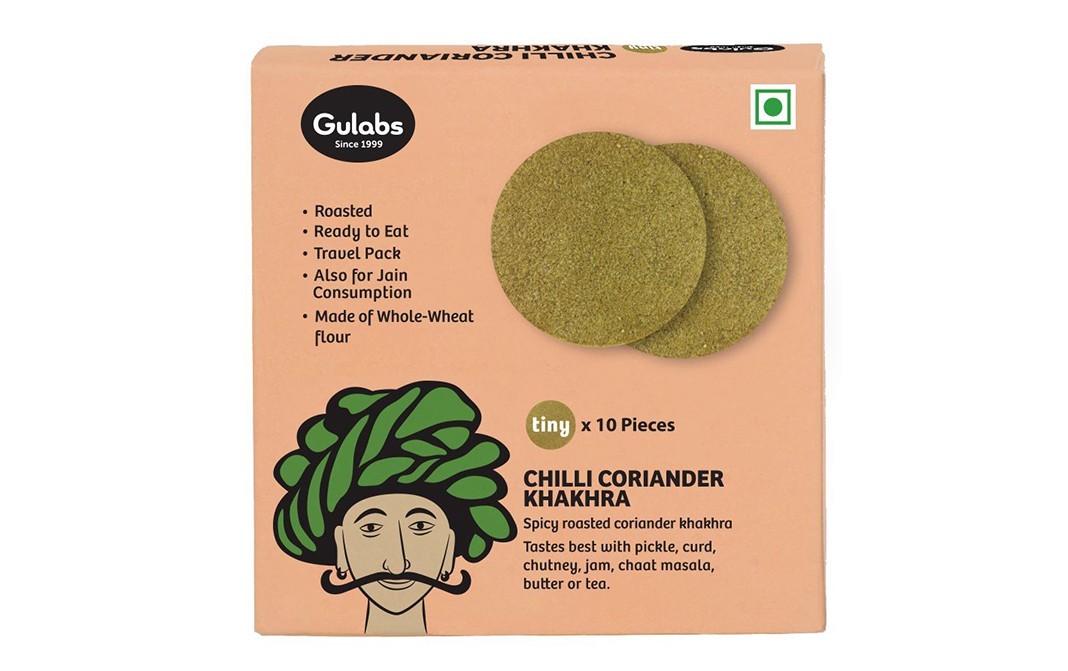 Gulabs Tiny Chilli Coriander Khakhra    Box  10 pcs